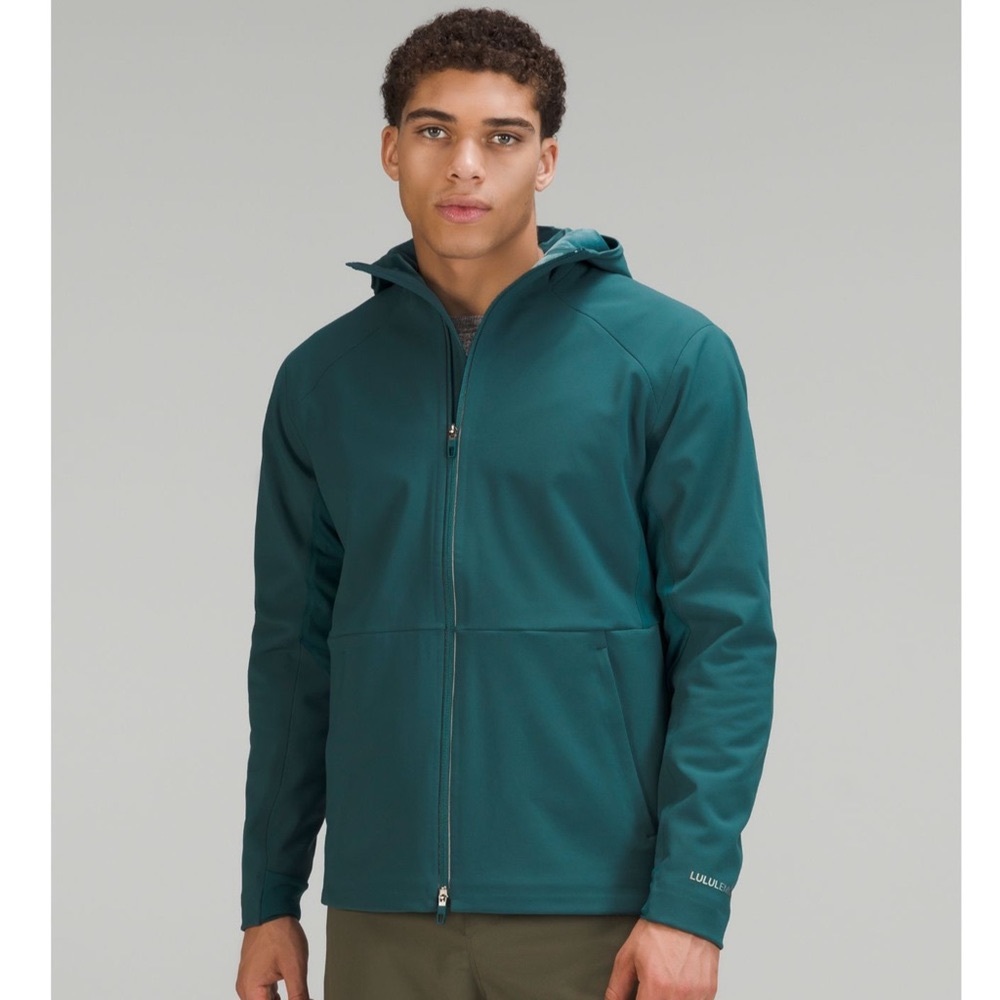Men’s Lululemon Cross Chill Jacket Waterproof Fleece Coat Green Jasper Large Nwt - Picture 1 of 13